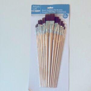 Artist’s Loft Brown synthetic 12 set of flat paint brushes sizes 1 to 12 acrylic
